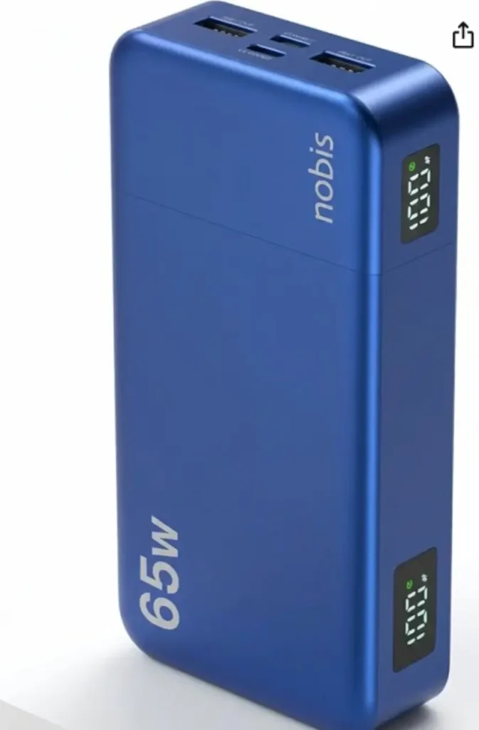NOBIS 20000mAh Portable Charger 65W Power Bank: Fast Charging for Travel and Everyday Use